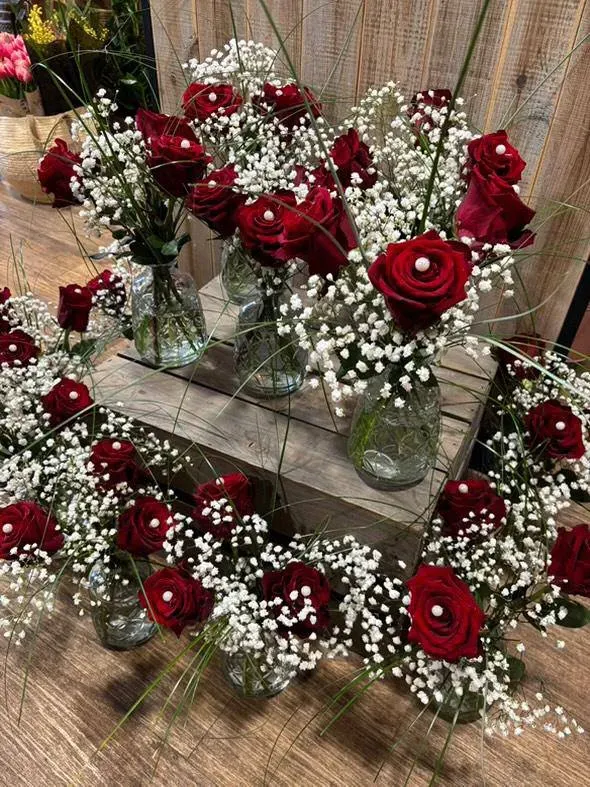 vase fleur rose
